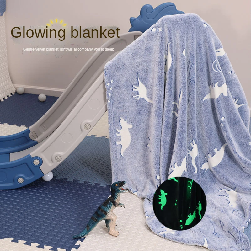 

Thickened Double-sided Flannel Luminous Cartoon Fluorescent Travel Office Nap Unicorn Children Air Conditioning Blanket