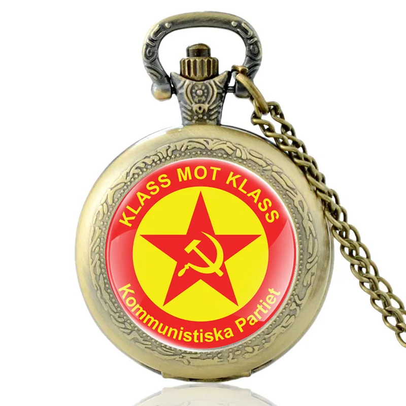 

Classic USSR Badges Sickle Hammer Communism Symbol Glass Dome Quartz Pocket Watch Men Women Military Pendant Jewelry Gifts