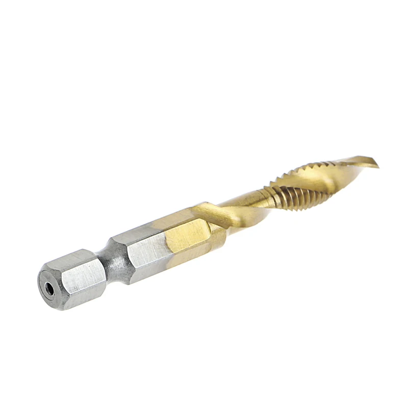 

4 Pcs/Set HSS4241 Titanium Coated Bits Drill Hex Shank Spiral Tap M3-M6