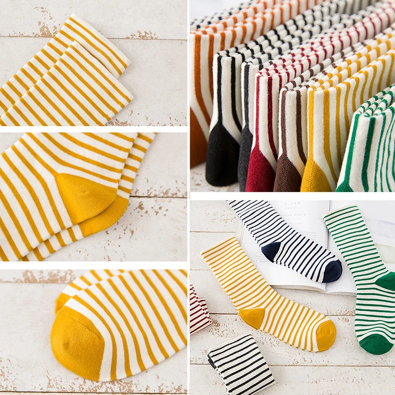 1 пара осенних милых полосатых носков женские модные хлопковые носки ярких