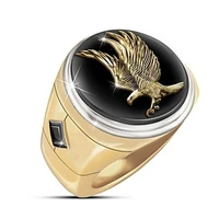 creative round black crystal flying eagle mens ring for party engagement wedding jewelry male hand accessories size 6 13