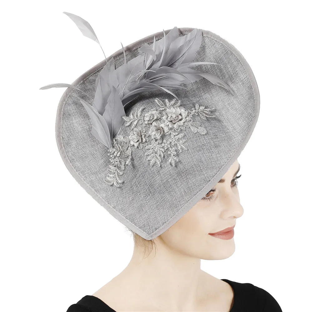 Модные женские серые свадебные туфли в стиле Дерби шляпа и головной повязкой с