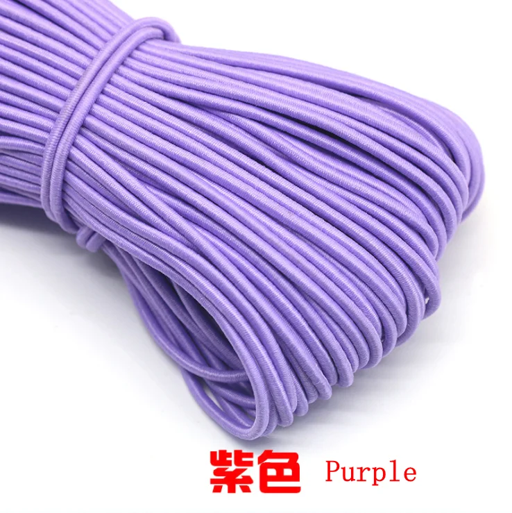 Purple 10 м/лот, 24 цвета, высокое качество, 3 мм, цветная круглая эластичная повязка, резиновая эластичная веревка, ювелирные браслеты, веревка для улицы, веревка, E-2 - Цвет: Purple