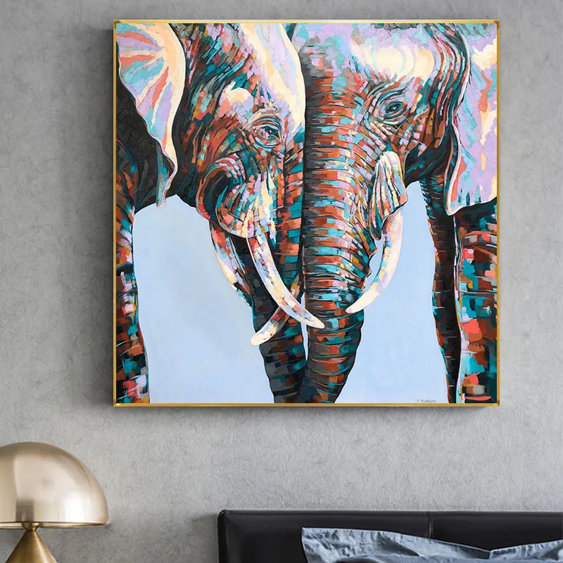 

Abstract Colorful African Elephant Canvas Painting Posters Prints Animal Wall Art Pictures Cuadros Home Decoration Room Decor