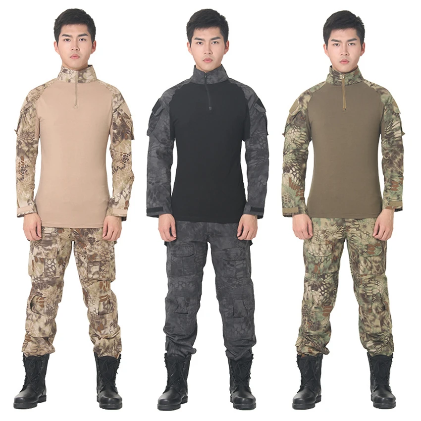 Мужская Военная униформа тактическая одежда армейская футболка камуфляжная