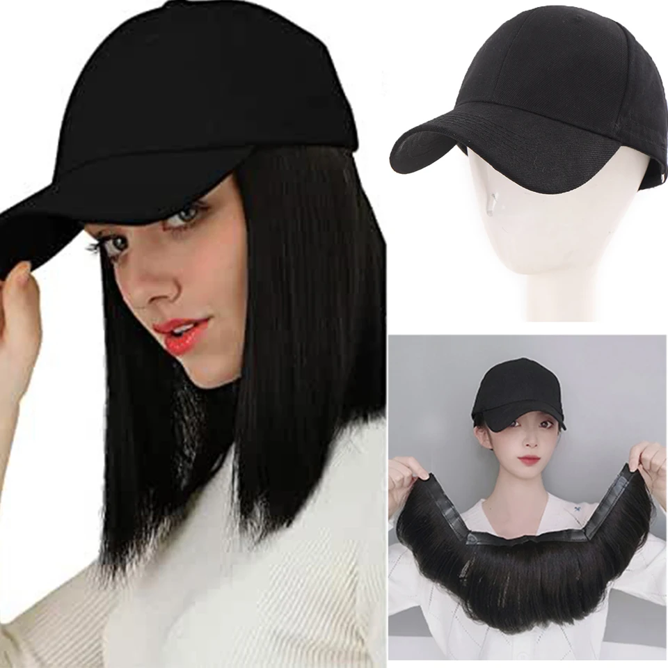 

Синтетический боб парик SHANGKE, бейсбольная кепка, парики для женщин, короткие прямые парики, естественное соединение, регулируемые волосы дл...