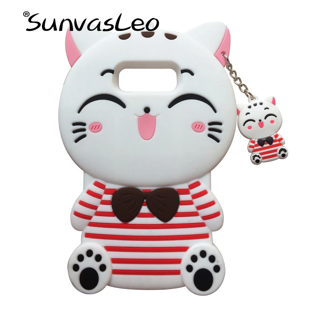 White Striped Cat Мягкий силиконовый чехол для samsung Galaxy S10e S10 S10Plus с объемным изображением животных из мультфильмов, защитный противоударный чехол для задней панели телефона - Цвет: White Striped Cat