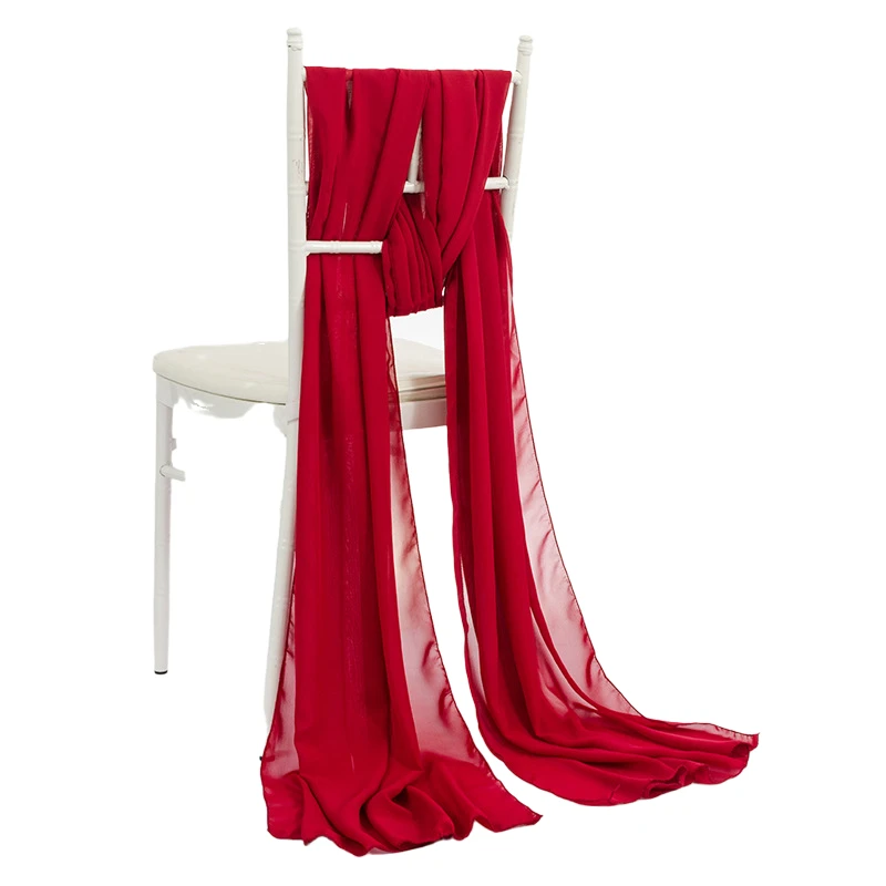 

INS New Solid 48x300cm Chair Chiffon Sashes Bow For Hotel Banquet Festival Wedding Party Reception Decorations Northern Europe