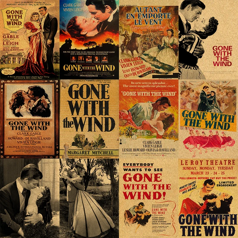 Gone with the Wind Винтаж крафт Бумага постер фильма украшения дома Наклейки на стены