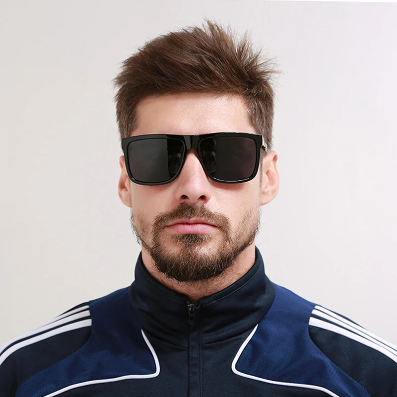 

KDEAM Black Square Sunglasses Men's Polarized Sunglasses Bold Mirror Glasses Polaroid Alloy Temples Driving Sun Glass