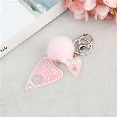 glitter pink 1 шт. женский брелок Ouija Planchette блестящая Смола амулеты сумочка брелок с пухом мяч Ouija доска брелок - Цвет: glitter pink