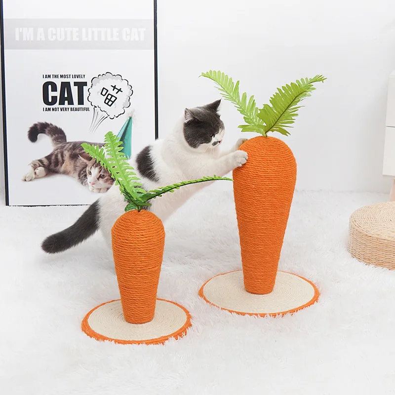 

2021New Sisal Climbing Frame Cat dog Toy Radish T Sisal Simulation Pet Supplies Turnip with leaf base Carrot in orange ML size