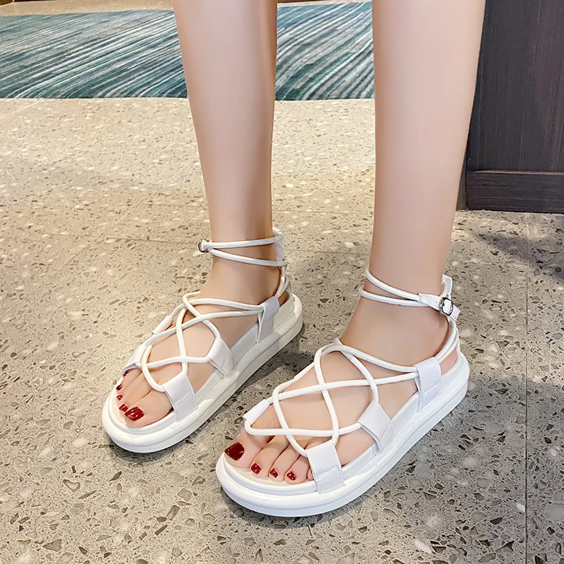 

Sandals Women Summer New Fashion Women's Sandals 2021 Solid Sandals Casual Sandals Thin Strap Combination Platform Shoes Buckle