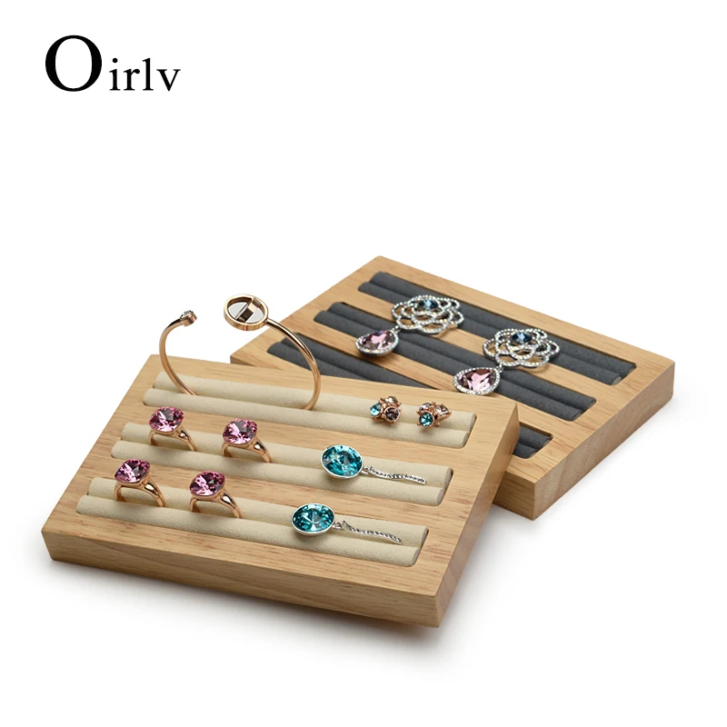

Oirlv Cream-white&Dark gray Soild Wood Jewelry Display Rack For Rings Earrings Bangle Holder Jewellery Display Organizer