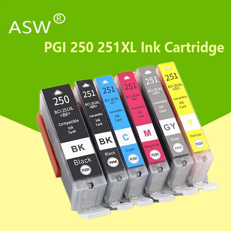 Чернильный картридж ASW 6PK PGI250 для Canon PIxma MG6620 MX922 MG5620 MG5420 MG6320 MG6420 MG7520 MG5520