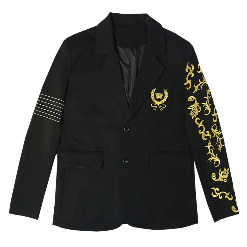 

M-XL!Men's boutique suits, unicorn arm embroidery, slim suits, personalized nightclub costumes, hair stylist handsome jacket.