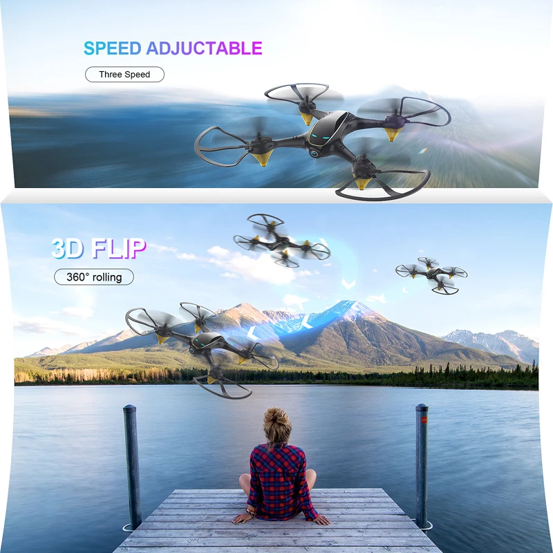 Eachine E38 WiFi FPV Радиоуправляемый Дрон 4K камера оптический поток 1080P HD Двойная