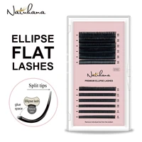 natuhana matte flat eyelash extensions individual 0 15 0 20 softer cilios ellipse flat lash split tips wholesale eyelashes