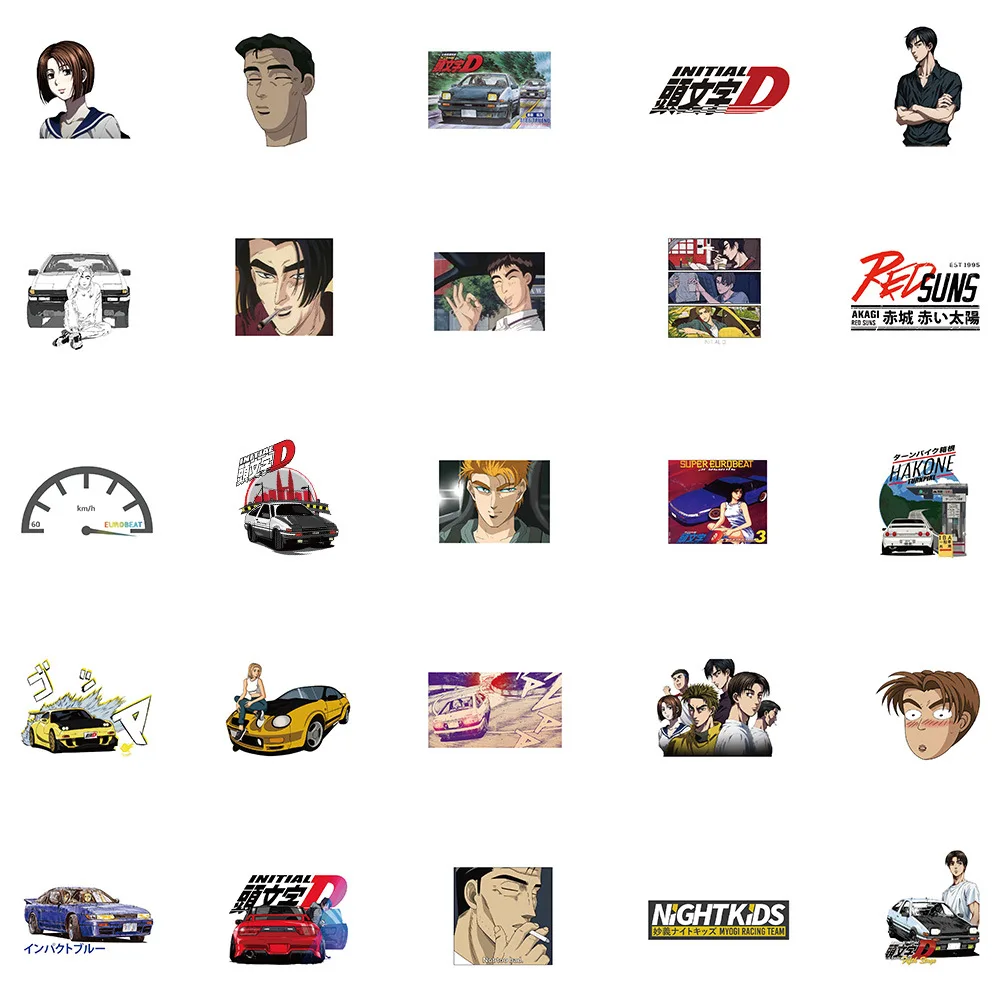 10/50/100pcs NEW Initial D Japanese Anime Graffiti Stickers Lable For Cars Motorcycles Fridge Guitar Waterproof Sticker Kids Toy | Игрушки и