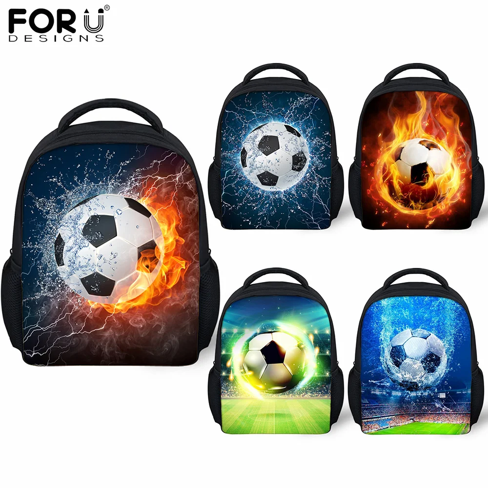 

FORUDESIGNS School Backpack Fire and Water Football Print Student School Bag Children Mini Satchel Boys Girls Preschool Bookbags