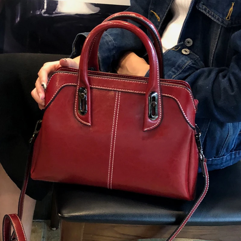 Сумка-тоут женская из натуральной кожи саквояж на плечо через Повседневная