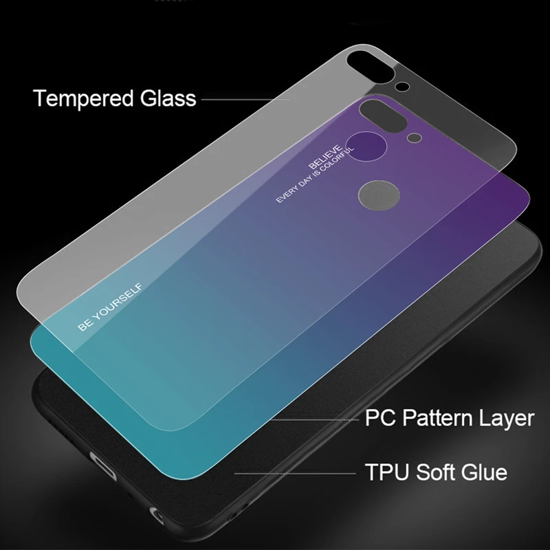 Градиентный чехол из закаленного стекла для Huawei Y7 Pro Y6 Prime 2019 Y5 2018 Y9 y9 | Мобильные