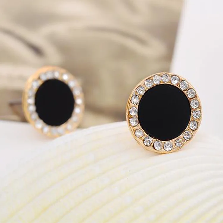 Модные черные Кристальные серьги-гвоздики для женщин эффектные ювелирные