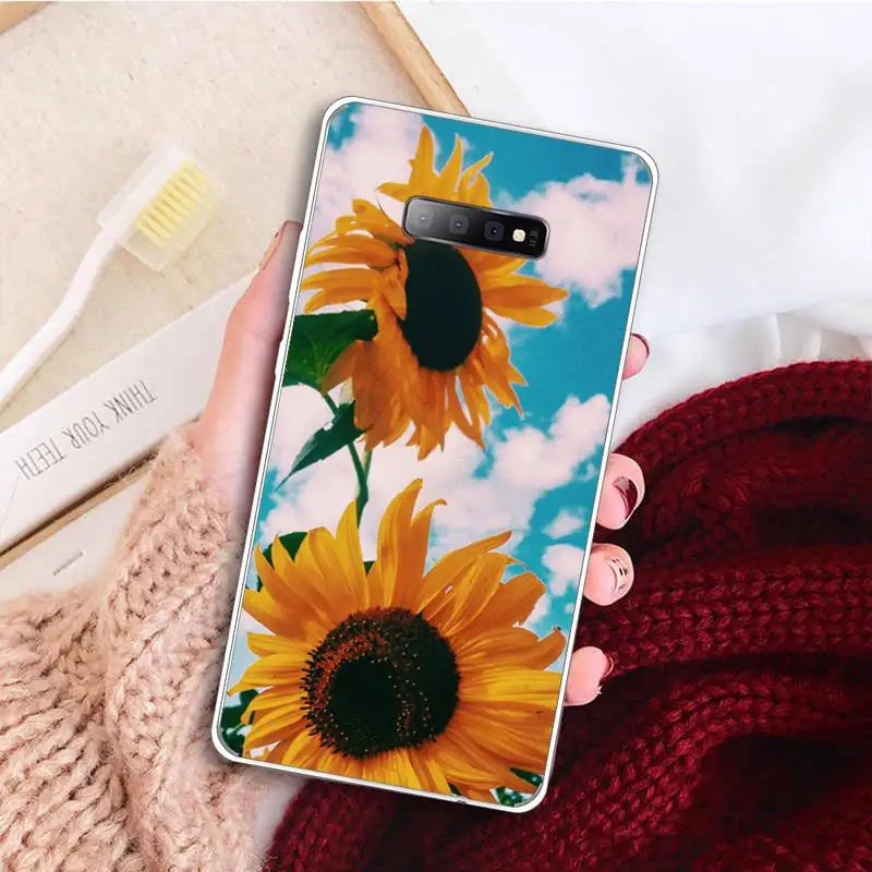 

Sunset sunflower flower pattern Phone Case Transparent For Samsung Galaxy A 71 21s S note 8 9 10 plus 20 ultra