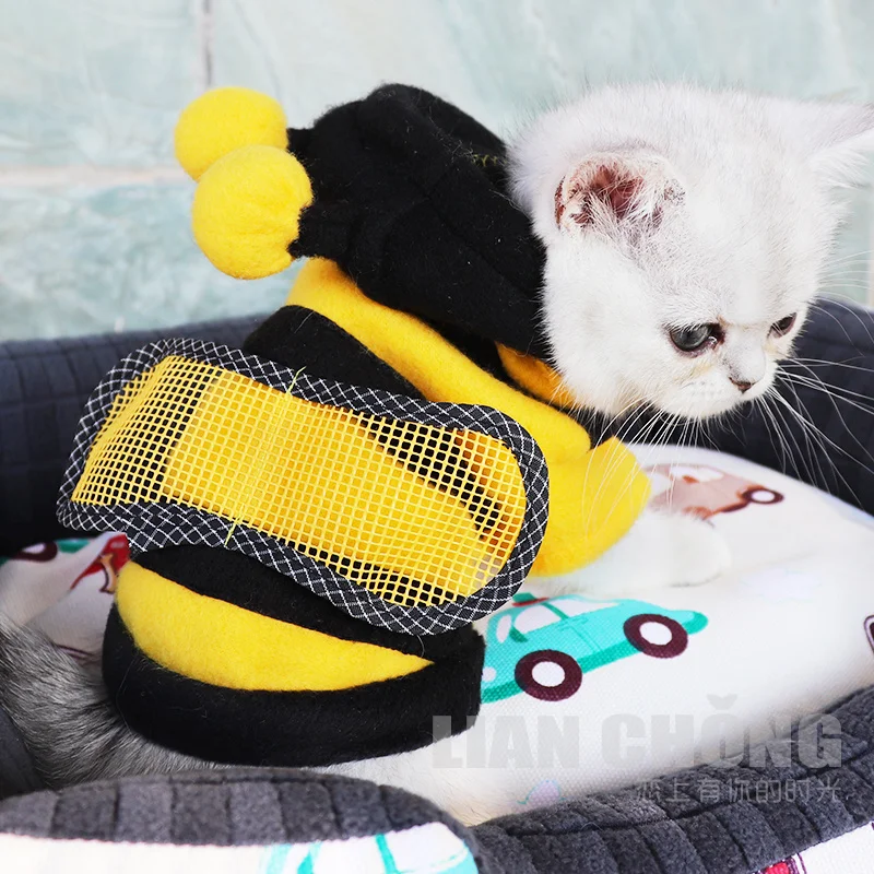 Одежда для домашних животных котов забавные мягкие пчелиные костюмы пальто