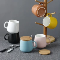 boreal europe style matte black and white contracted mark cup of milk a cup of coffee cup with cover teaspoons of ceramic cup