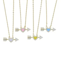 pastel enamel heart cz arrow 2021 valentines day gift gold color colorful summer new fashion jewelry necklace