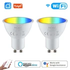 Умсветильник светодиодные лампы Moes Tuya GU10 с Wi-Fi, приглушаемые светильники с голосовым управлением, работает с Alexa Google Home, RGBCW, 5 Вт