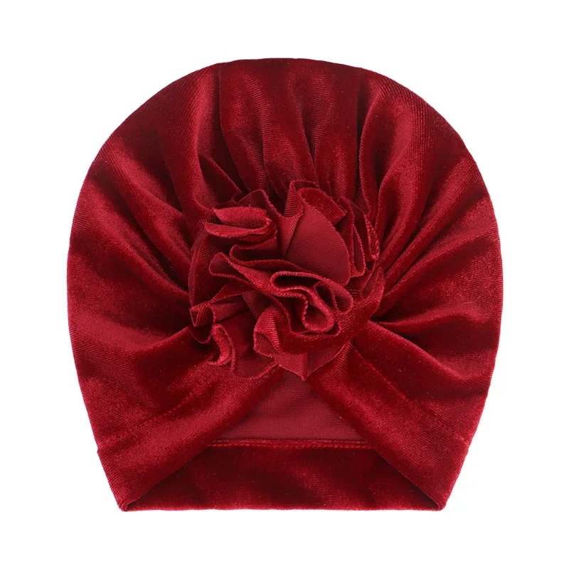 Wine red velvet Новинка; шапка для маленьких девочек; шапка-тюрбан из хлопка; реквизит для фотосессии; детская шапочка; аксессуары для малышей; шапка для девочек; шапки; 16 цветов - Цвет: Wine red velvet