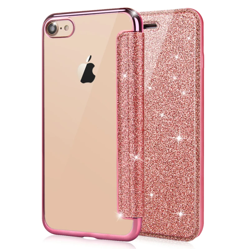 Роскошный блестящий чехол-книжка для iPhone 6 7 plus противоударный защитный чехол с