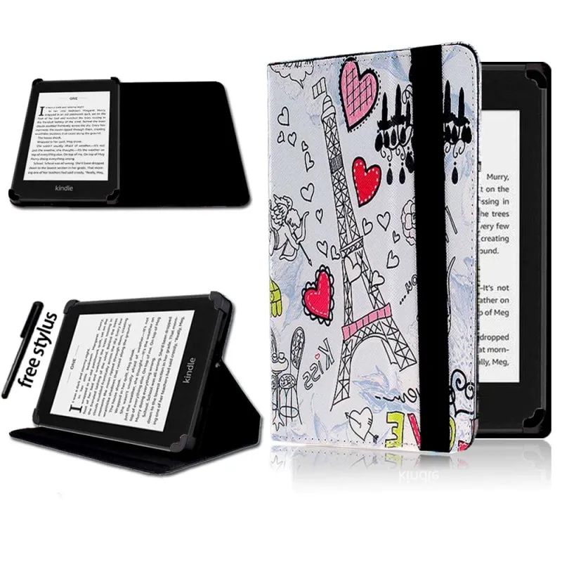 Eiffel Tower KK&LL для Amazon Kindle 4/5/7/8/9 Paperwhite 1/2/3/4/Kindle Fire HD 6 дюймов 4th/5th Gen Кожаная подставка для планшета Чехол-книжка чехол - Цвет: Eiffel Tower