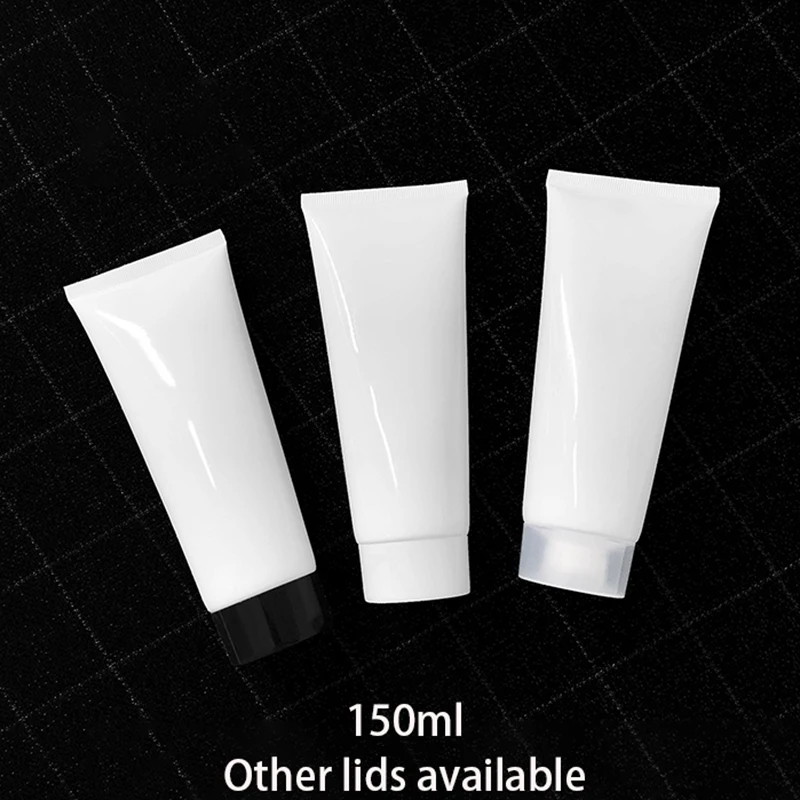 

Free Shipping 150g White Plastic Squeeze Bottle Empty Cosmetic Container 150ml Face Lotion Women Cream Travel Packaging Tubes