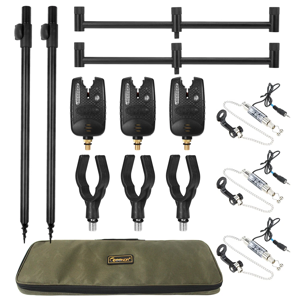 

Рыболовный комплект с сигнализацией поклевки и свингерным держателем для удочки, сумка для хранения сигнализации поклевки