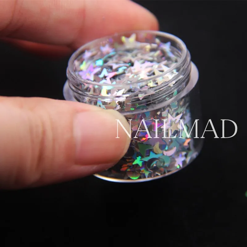 4 5 г/коркор. Блестки для дизайна ногтей смешанные Звезды Луна Акриловые Блестящие