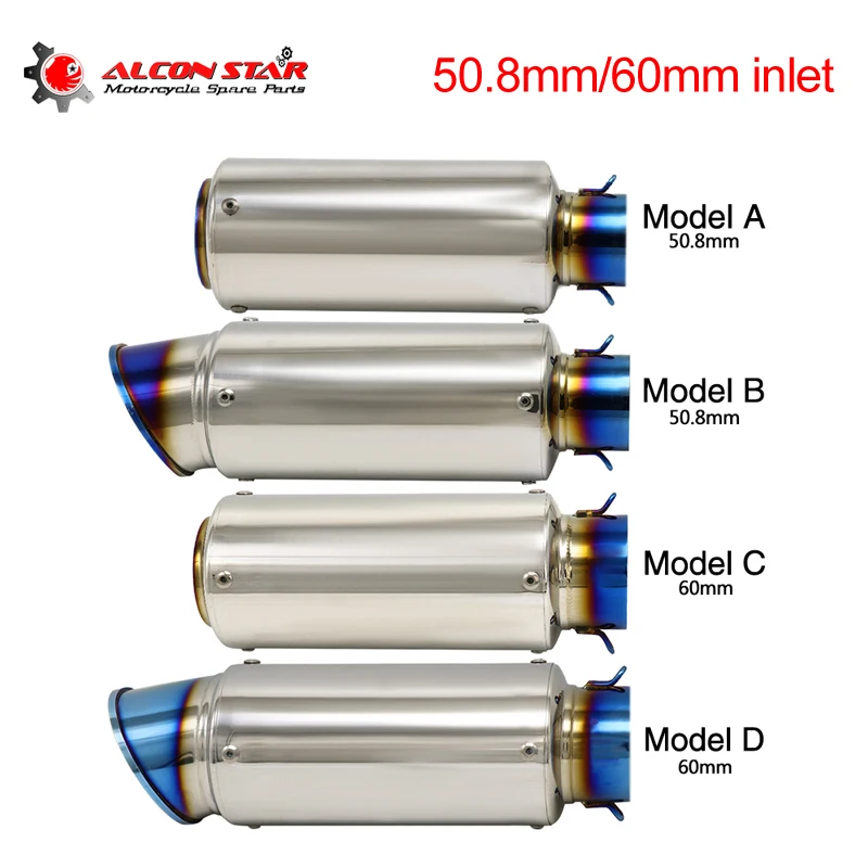 

Alconstar- 51mm 60mm Motorcycle Motocross Dit Bike Exhaust Muffler Pipe Escape Moto for YZF NINJA CBR600 TMAX530 ER6N GSXR Z800