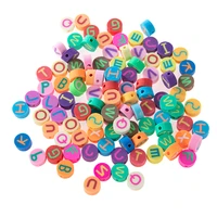 100pcs flat clay child puzzle letter beads loose spacer cartoon polymer alphabet bead for diy bracelet jewel making accessories
