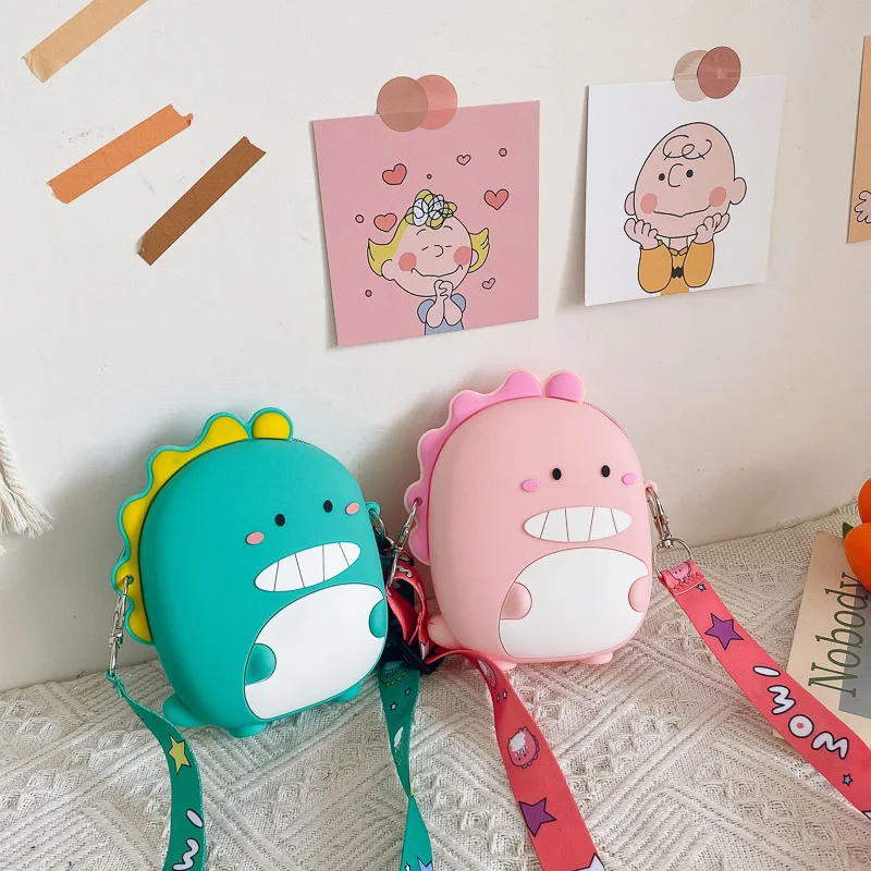 YK Lovely Dinosaur Waist Bag Cute Girl Travel Wallet Children Backpack Silicone Mini Satchel Bag Messenger Bags Kids Cartoon
