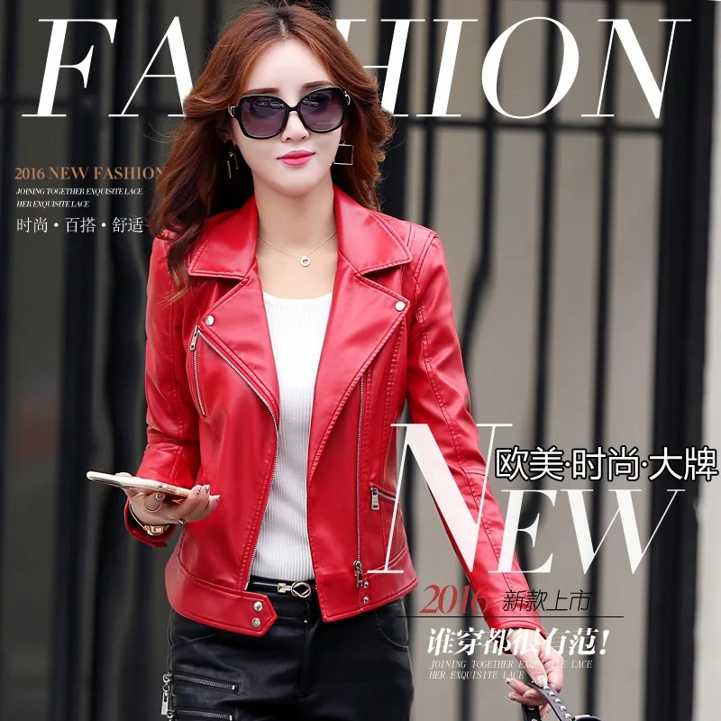 

Korean Style 2020 Spring Winter Women Black Slim Cool Lady PU Leather Jackets Female Zipper Faux Femme Outwear Coat Plus Size