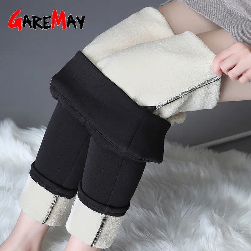 winter warm pants for women high waisted black women's fleece wool trousers Casual Skinny Stretch Leggings Solid Female | Женская