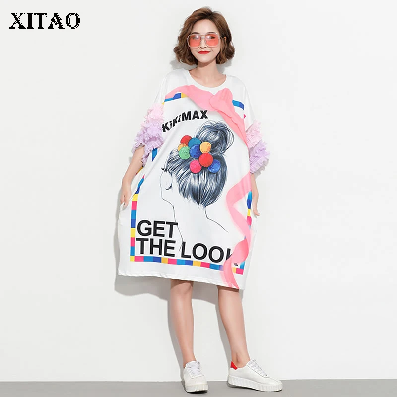 Женское свободное платье-пуловер [XITAO] черное Повседневное платье свободного