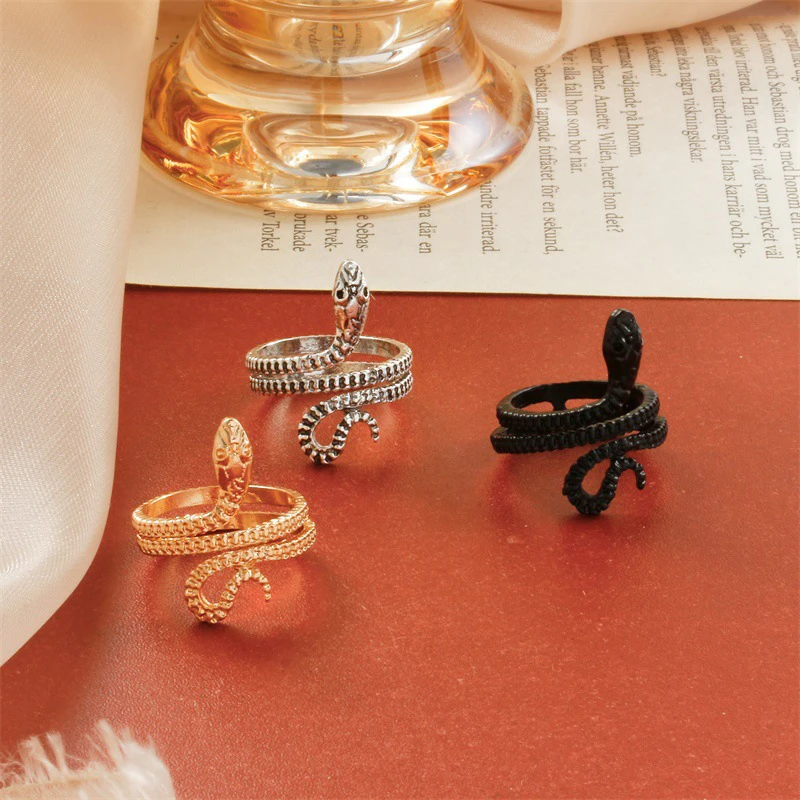 

Creative Retro Animal Snake Opening Ring For Men Women Punk Hip Hop 3-Color Metal Ring Accessories Fashion Party Jewelry