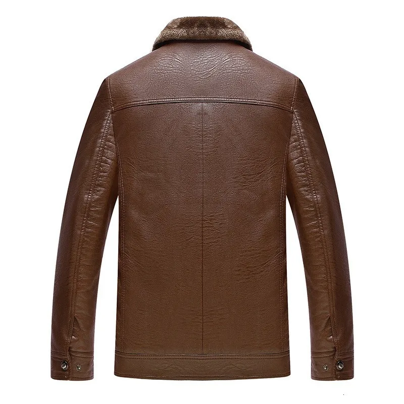 

Winter Men Thick Warm Fur Lining Pu Leather Jacket Slim Fit Office Work Outwear Coat Brand Motor Biker Windproof Jacket Big Size