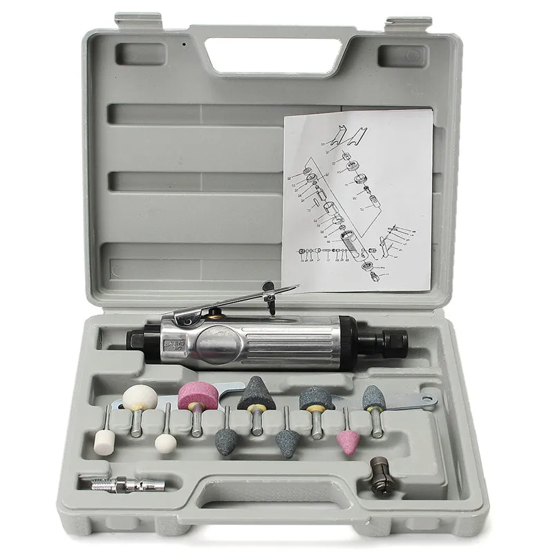 

1/4 + 1/8 Inch Air Compressor Die Grinder Kit 3/6mm Shank Mounted Stones Grinding Polishing Engraving Tools Set Pneumatic Tools