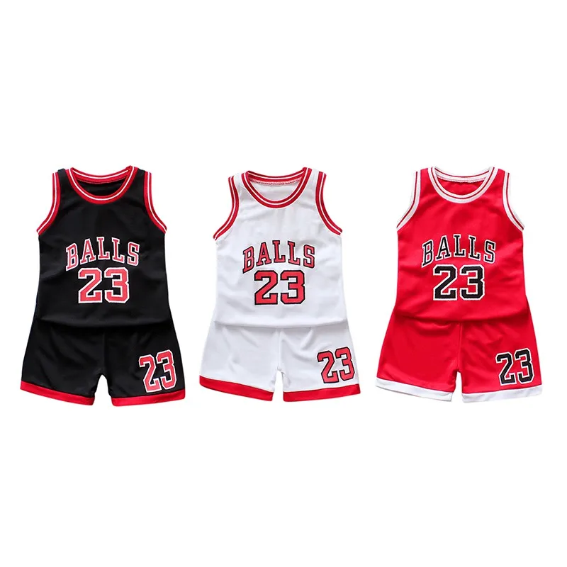 2022 Summer Children Kids Sport Basketball Set Baby Boys Girls Number Letter Vest Sleeveless Tops +Shorts Outfit Clothes Jersey