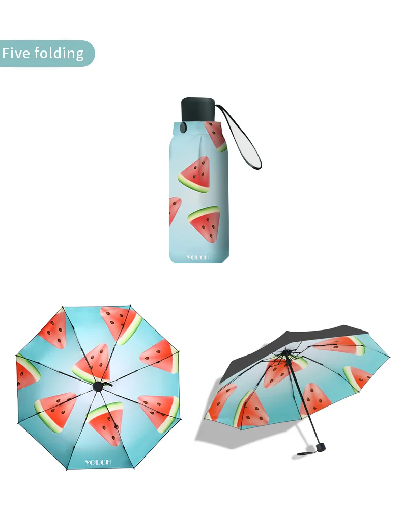 For Girl And Woman Mini Pocket Umbrella UV Protection Five-Folding Flower Design Windproof Parasol | Дом и сад