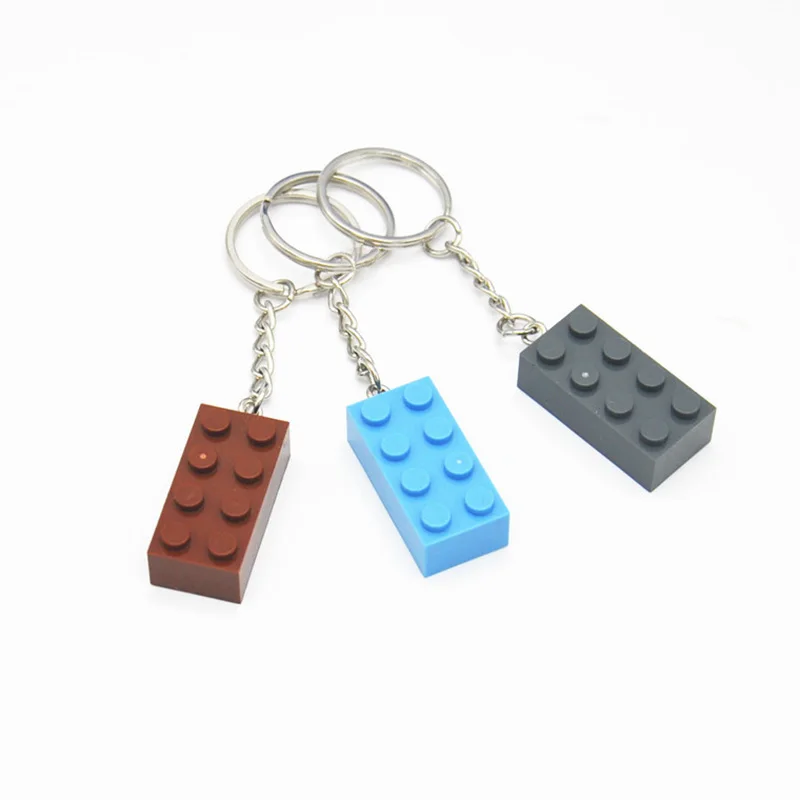 10 шт./компл. DIY брелок кольцо строительные блоки кулон MOC 2x4 кирпичи аксессуары